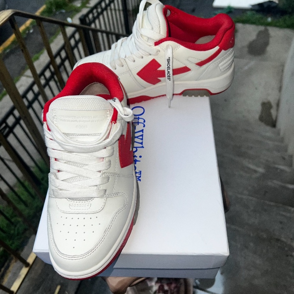 Off-White Red and Cream Sneakers